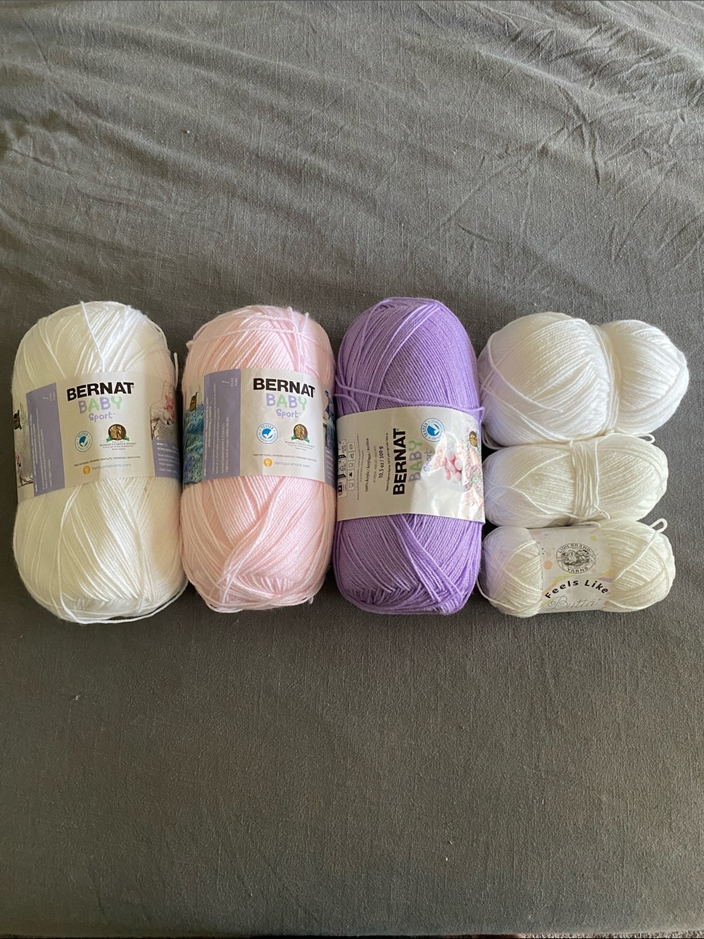 Bernat Baby Yarn Bundle in White, Light Pink, and Lavender